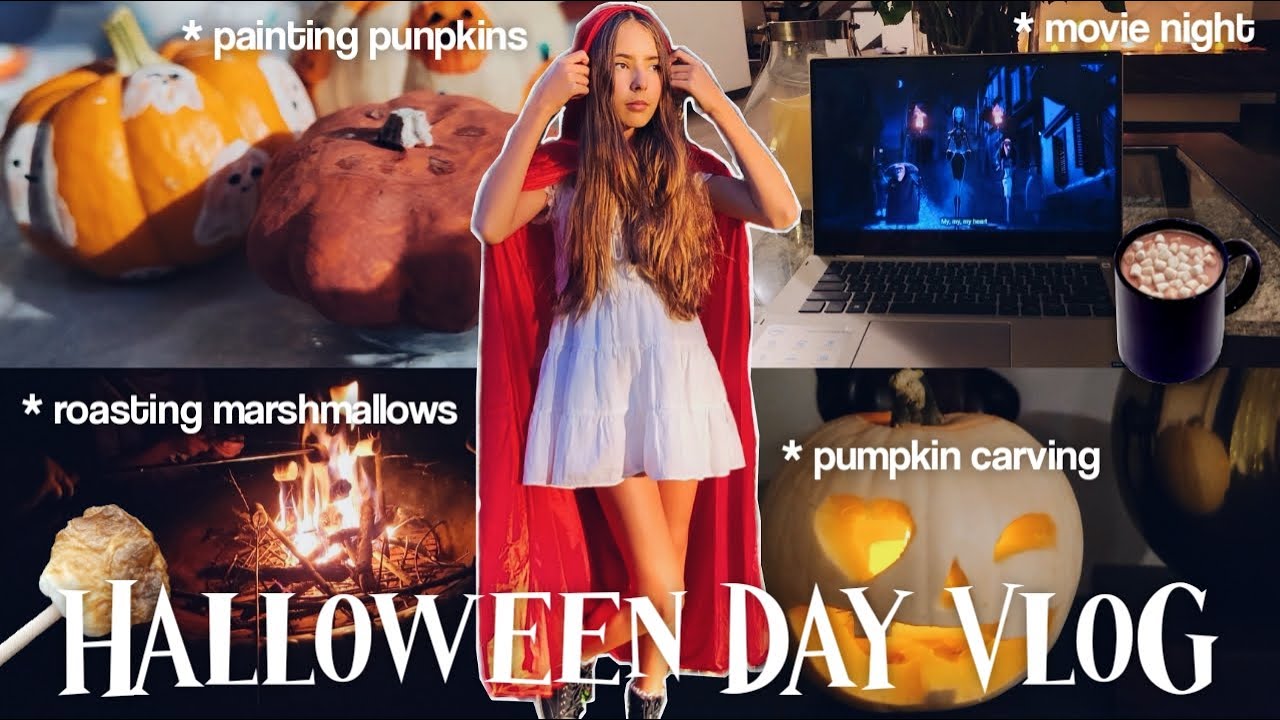 HALLOWEEN VLOG 2021 | prep, roasting marshmallows, carving pumpkins, with friends, etc