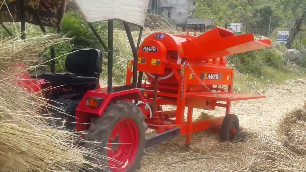 Amar Small Tractor Multicrop Thresher - Working on Mahindra Yuvraj 215