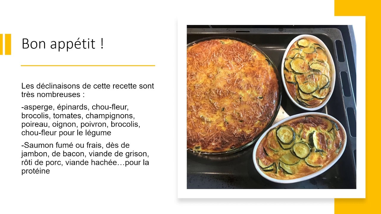 Recette diététique quiche sans pâte courgette thon