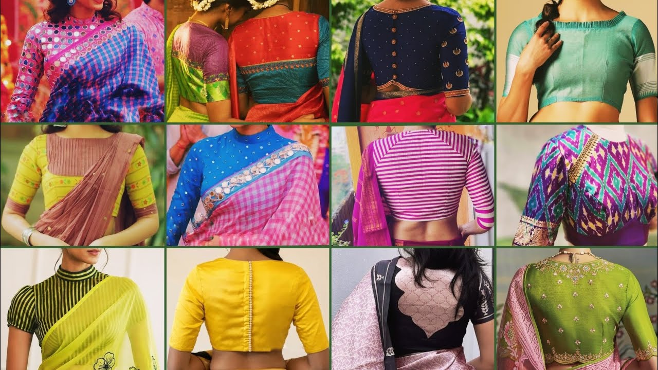 Latest Closed back neck blouse designs/ Trendy high neck blouse designs/ Silk saree blouse designs