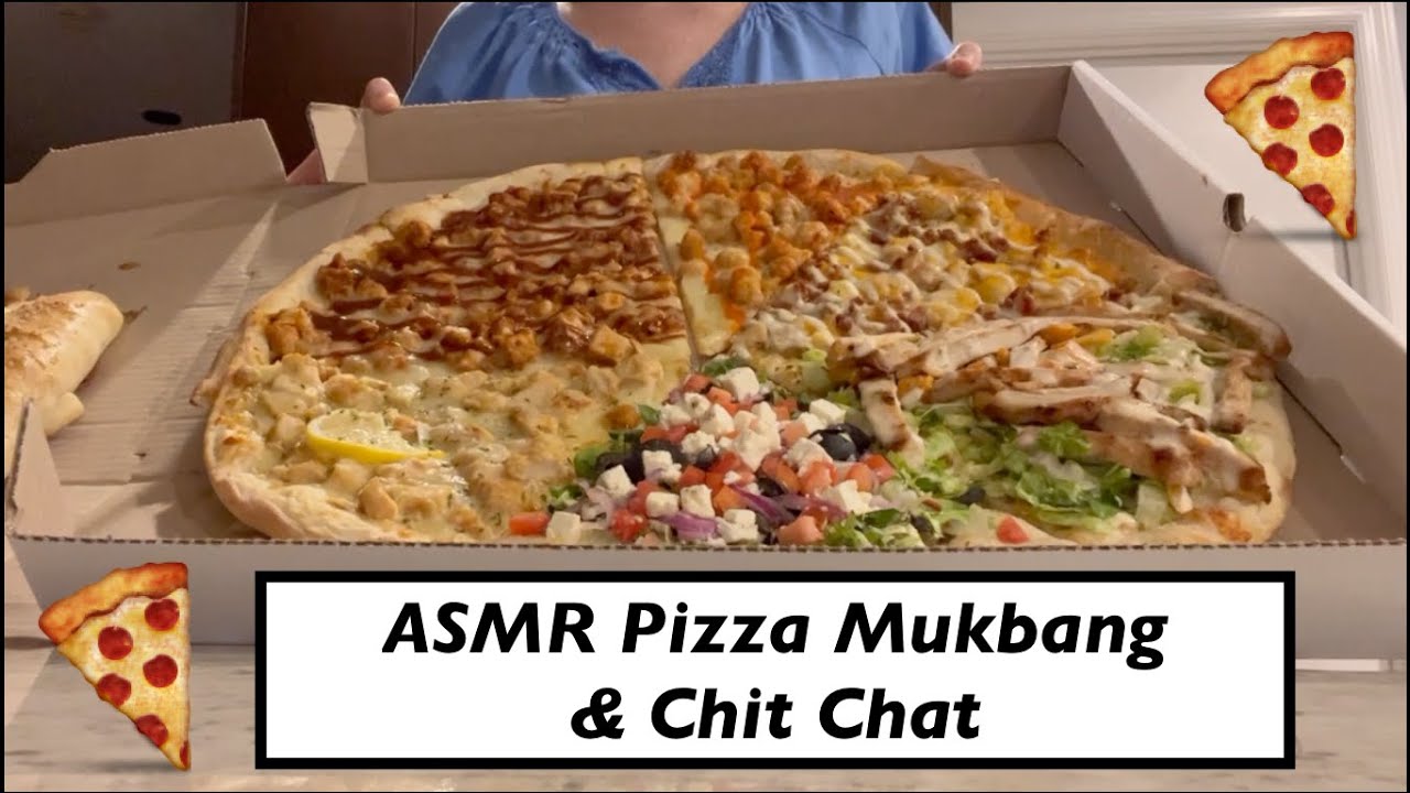 ASMR Giant Pizza Mukbang & Chit Chat | Whispered Ramble, One Bite Pizza Review Discussion