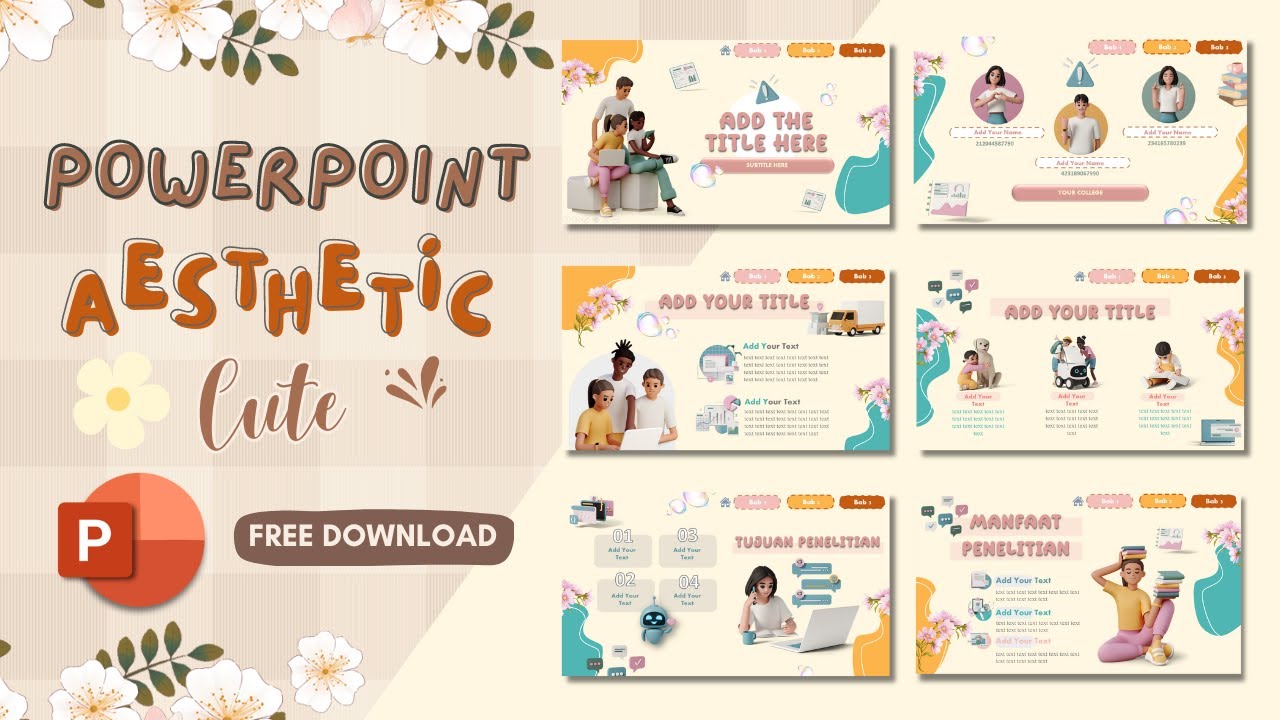 POWERPOINT AESTHETIC CUTE TEMPLATE 🌷✨| SCROOLING SLIDE ZOOM | FREE TEMPLATE