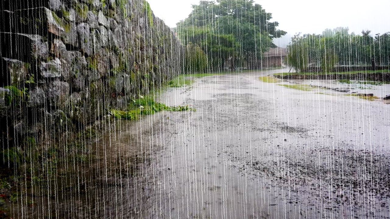 Heavy Rain on a Stone Wall - Sleep-Inducing White Noise Rain Sounds for Deep Sleep, Healing ASMR