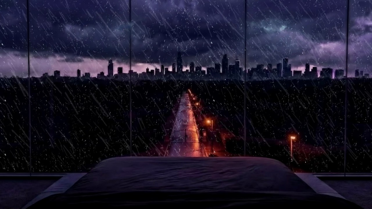 A Room for Sleep (Dark Storm) | Rain Sounds & Pink Noise