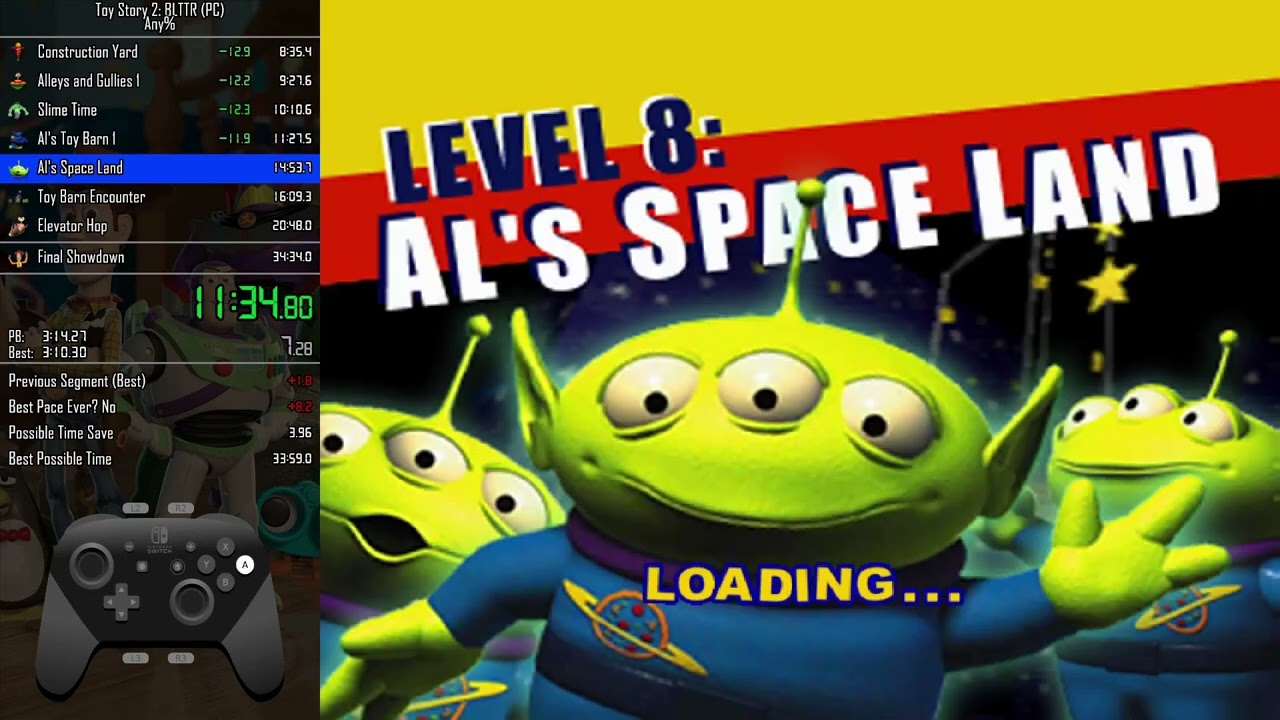 Toy Story 2 (PC): Any% in 34:26 w/o loads (Former WR)
