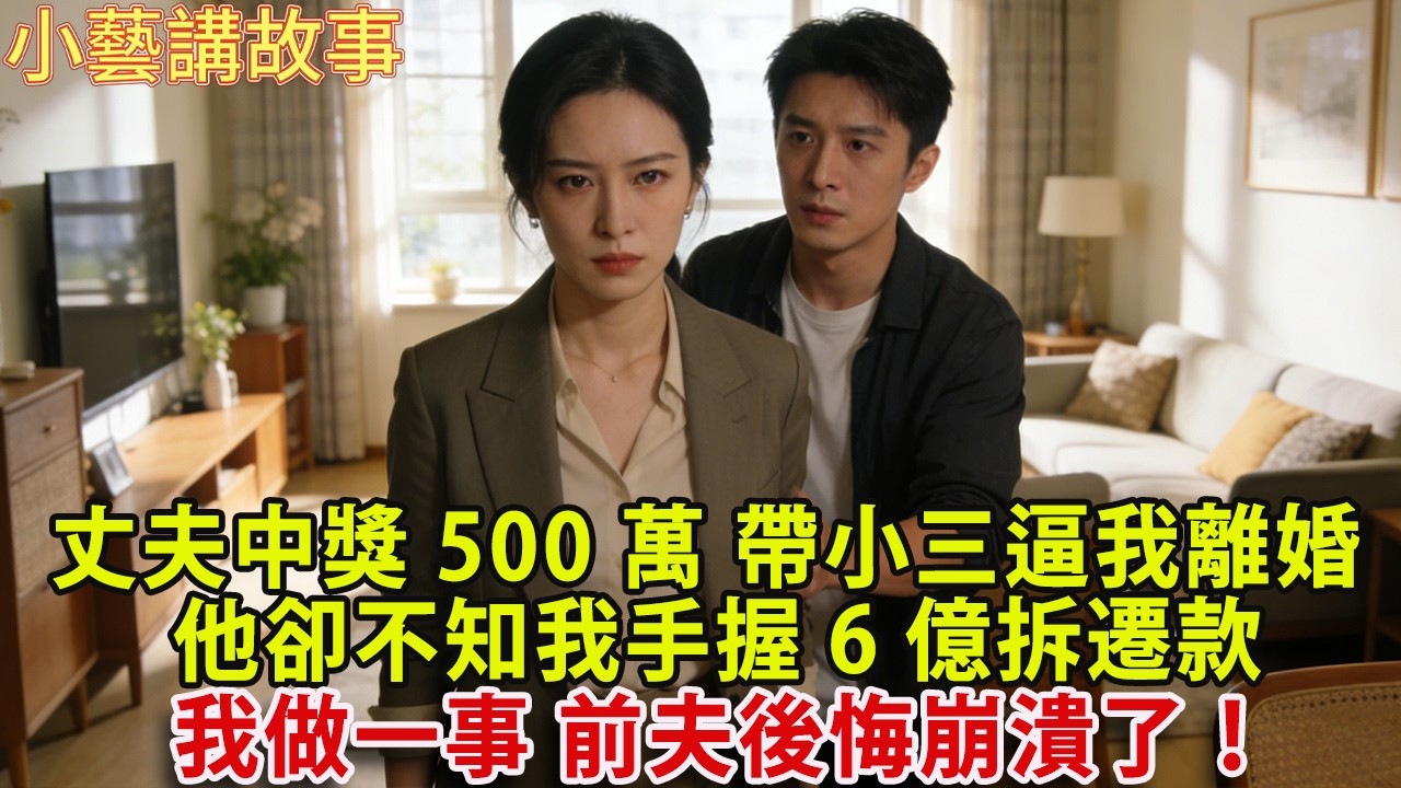 丈夫中獎500萬 帶小三逼我離婚 他卻不知我手握6億拆遷款  我做一事 前夫後悔崩潰了！#人生感悟 #情感 #婚姻#小藝講故事 #養生 #短劇