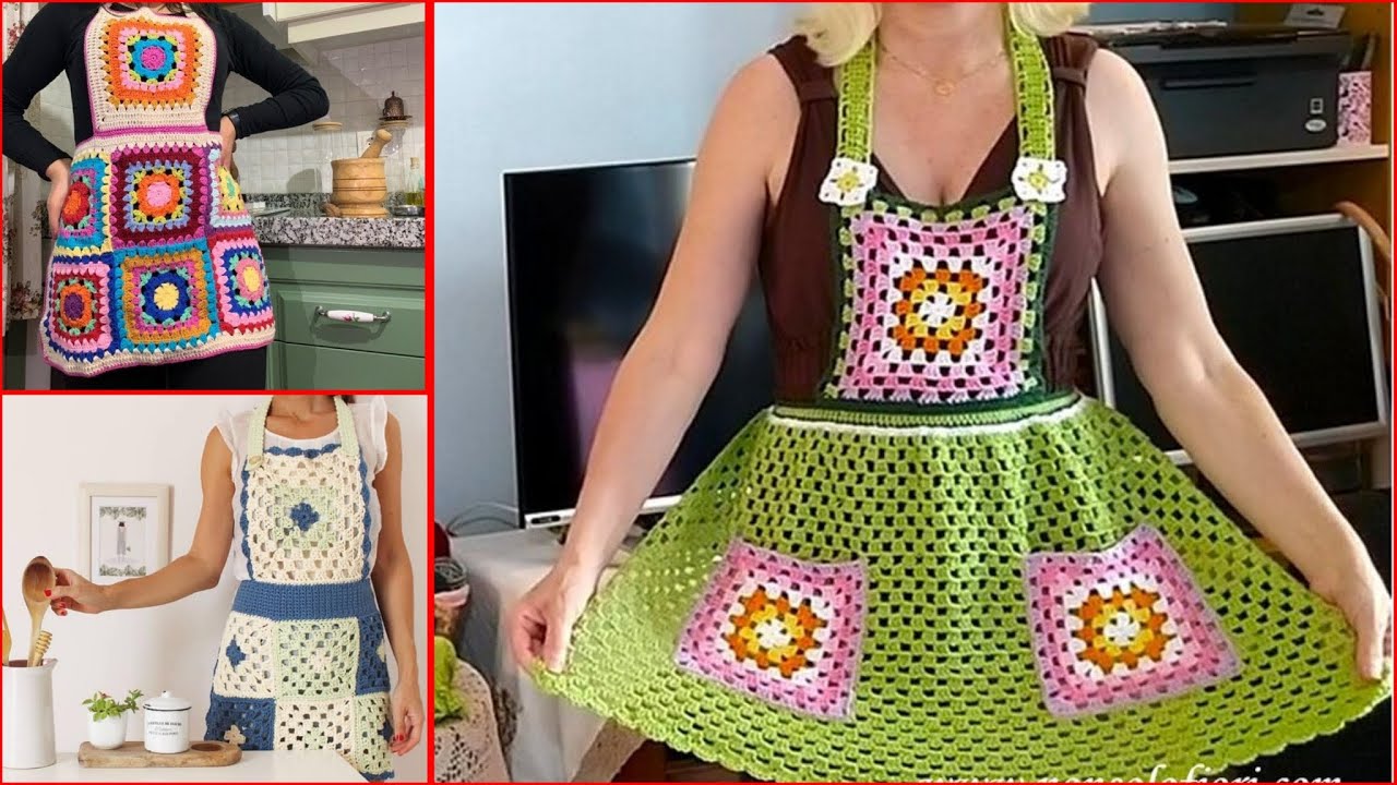 Красивые вязаные крючком фартуки на каждый день #дизайн #фартук #вязаниекрючком