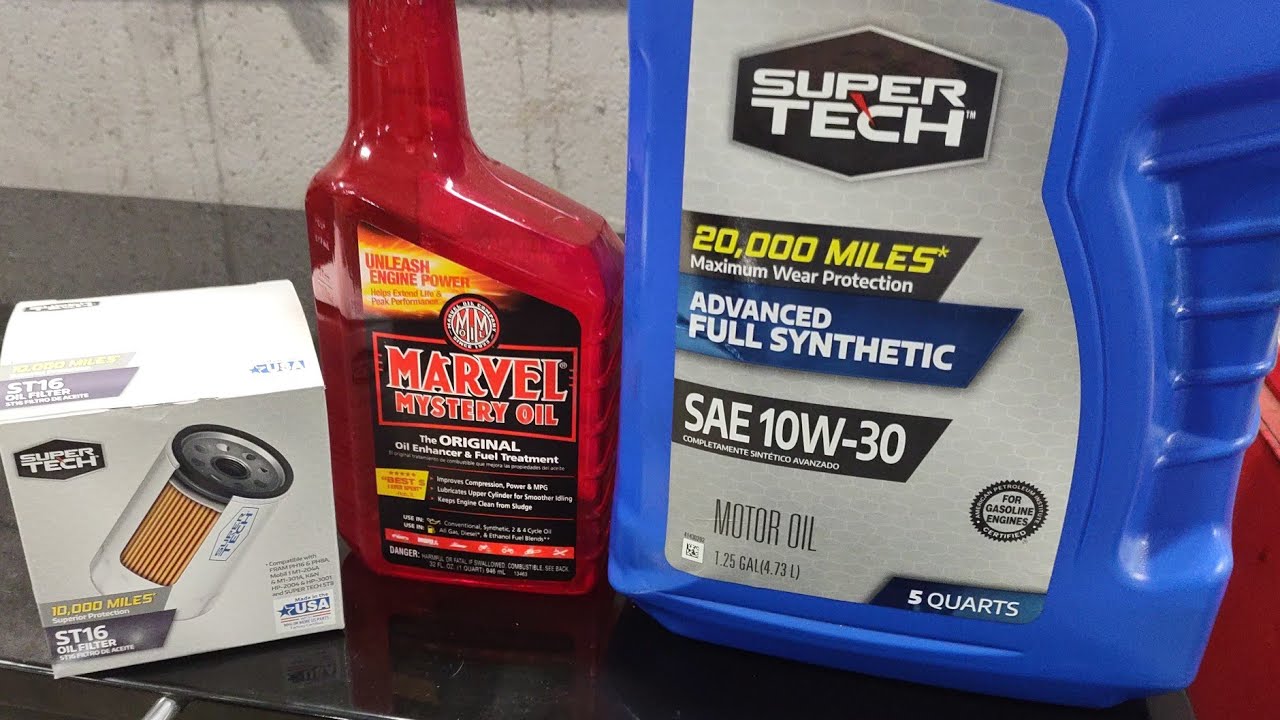We continue With Marvel Mystery Oil and SuperTech 10w30 20k Mile Full Synthetic Oil Dodge Ram 5.2L
