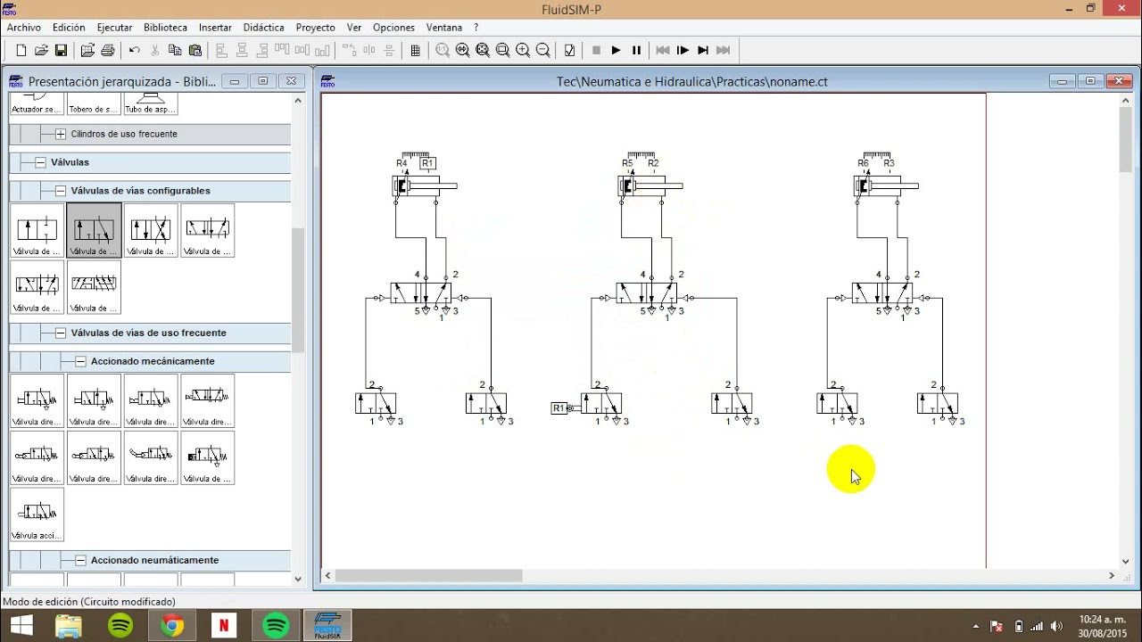 Fluidsim A+,B+,C+,A-,B-,C- Doble efecto y boton de reinicio