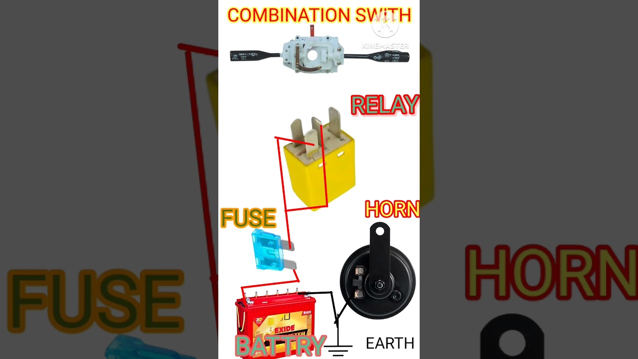 Horn circuit with relay||horn ka connection kase karen