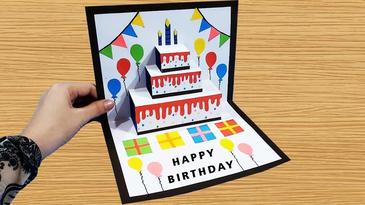DIY Pop Up Cake Card - Easy Birthday Card - GREETING cards for Birthday