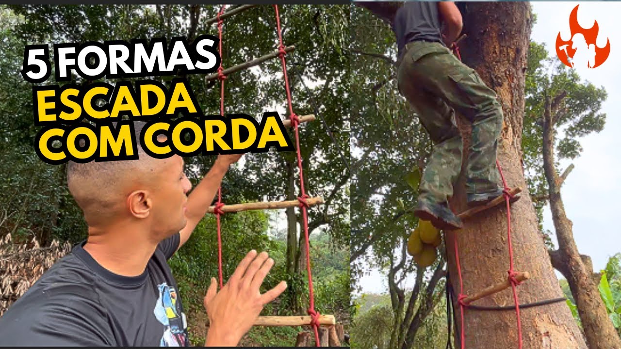 ESCADA DE CORDA: 5 Amarrações, 2 Técnicas + Nós de Bombeiro