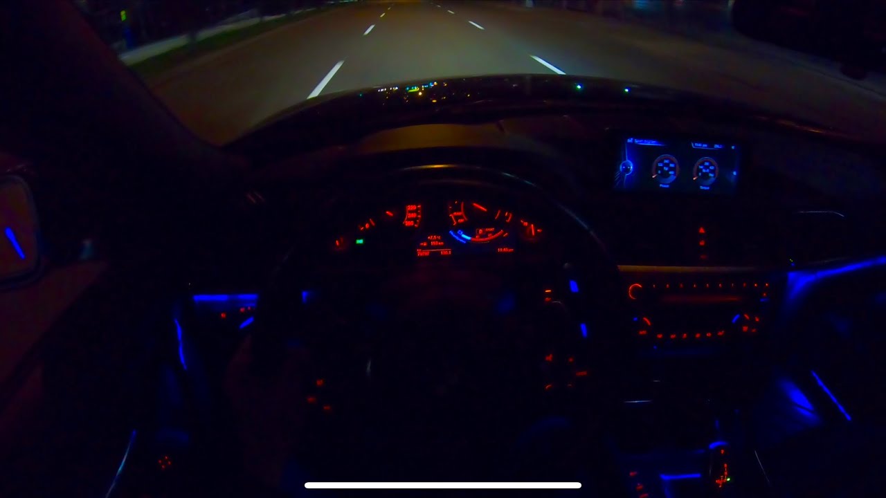 BMW F30 335i Night POV Drive, Custom Ambient Lighting, Revs