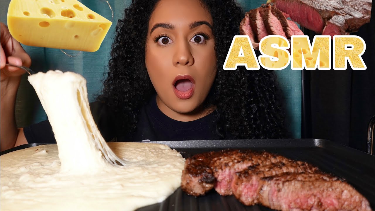 ASMR STRETCHY CHEESE (ALIGOT) STEAK MUKBANG (eating sounds)
