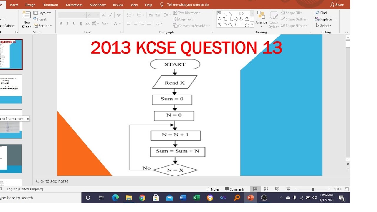 KCSE Computer studies flowcharts  How to interpret a flowchart and give Outputs