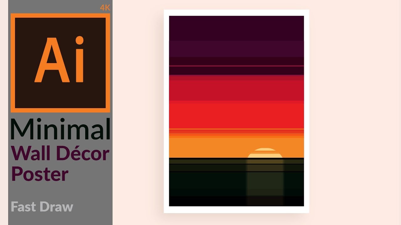 Minimal Colorful Sunset Artwork for Wall Decoration Design in Adobe illustrator CC