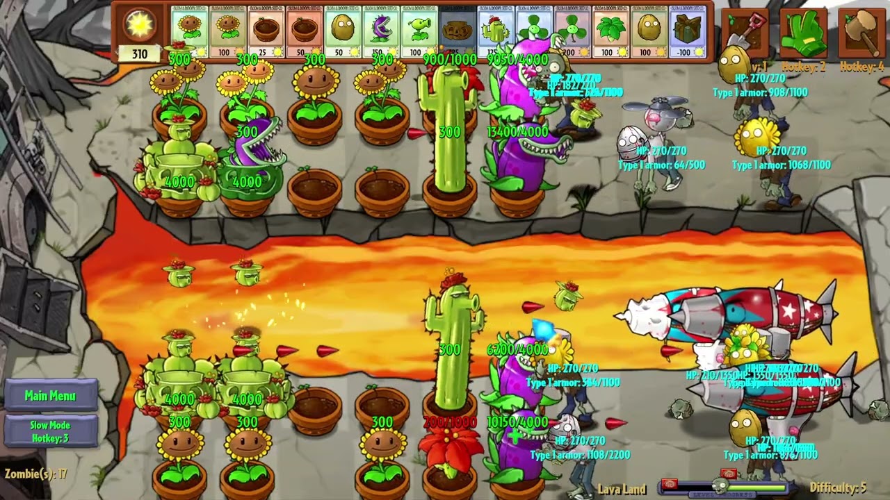 PvZ Fusion - Mini Game - Lava Land - Max Difficulty