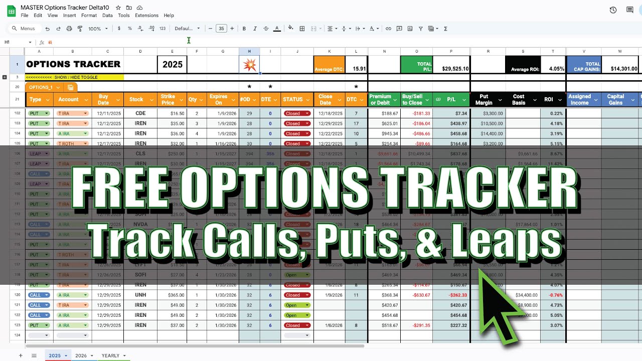 FREE Options Tracker Spreadsheet with New Updates!