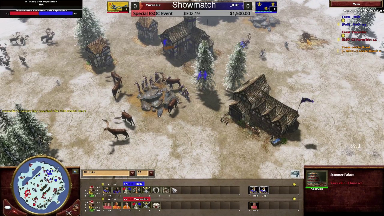 [AoE3] ESOC Showmatch: _H2O vs Yurashic!