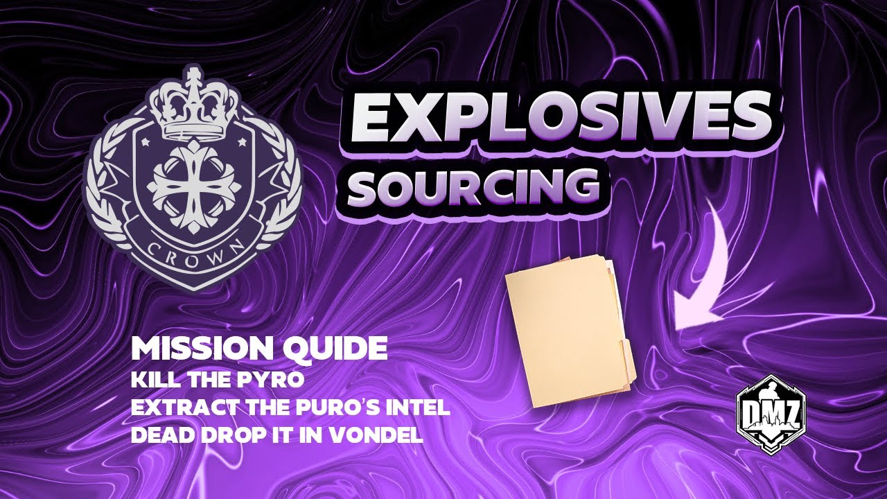 EXPLOSIVES SOURCING. CROWN faction . Kill The Pyro Commander- DMZ mission guide SEASON 4 .