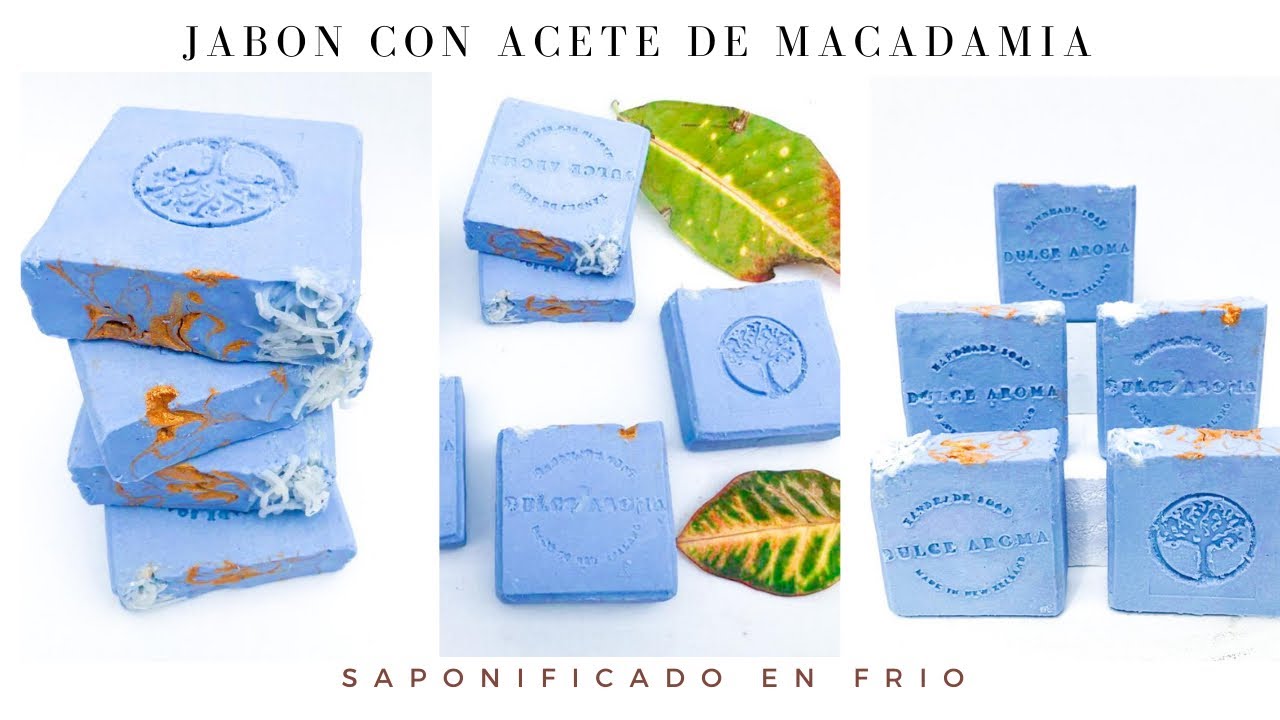 JABON CON ACEITE DE MACADAMIA Y AZUL ULTRAMARINO con fórmula incluida