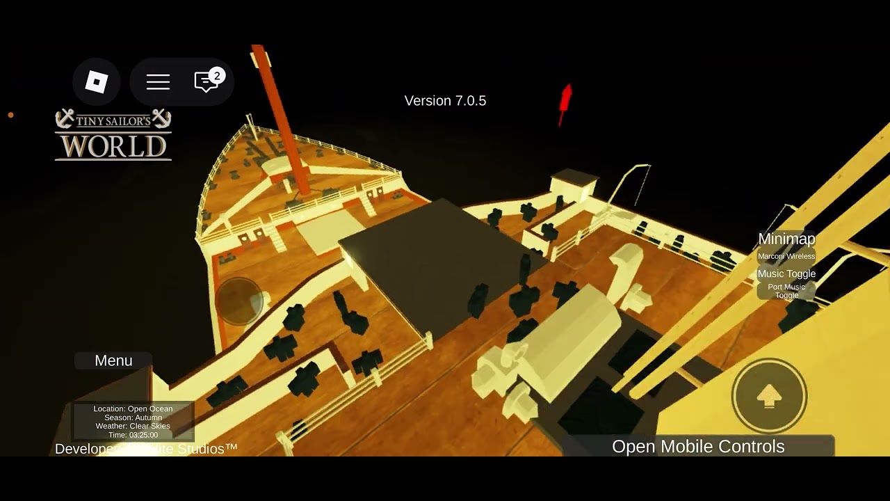 A tiny sailor world and sinking Titanic