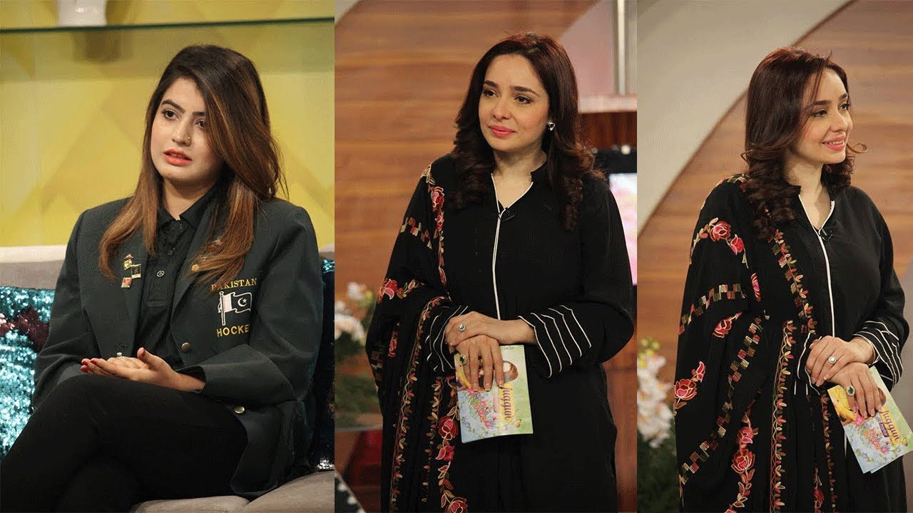beauti pakistani women hockey player in juggun kazim morning show