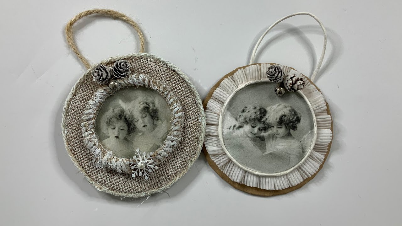 2 Adornos de navidad con cd y decoupage