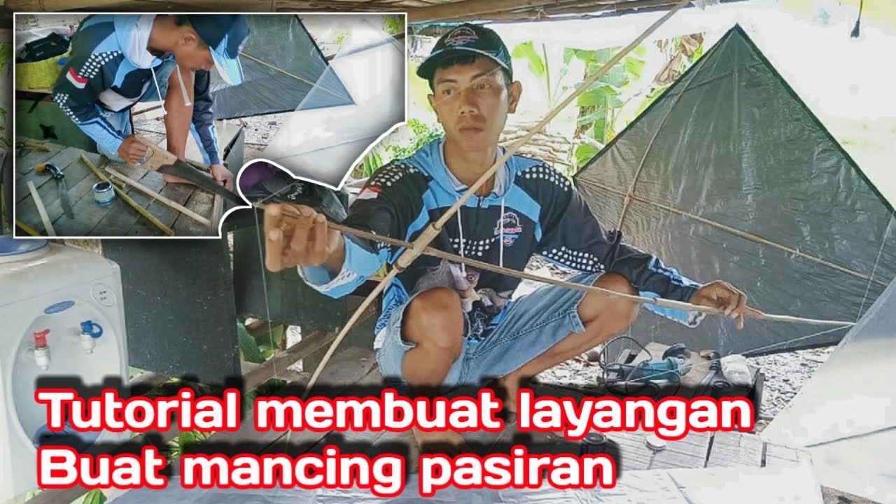 Cara membuat layangan untuk mancing di laut.mancing pasiran.