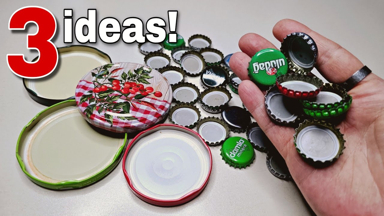 Glass Bottle Caps and Jar Caps, I Made Great Ideas!♻️🥰  #owl
