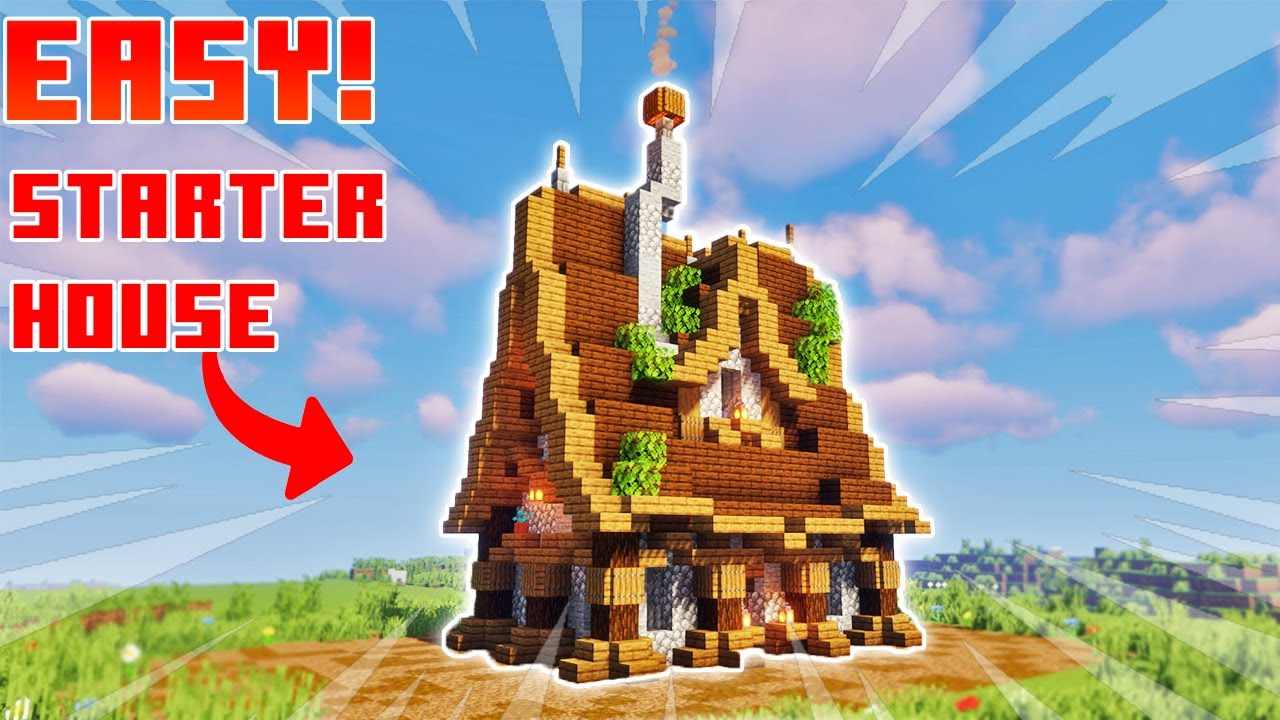 BEST Minecraft Starter House! Tutorial 1.17+