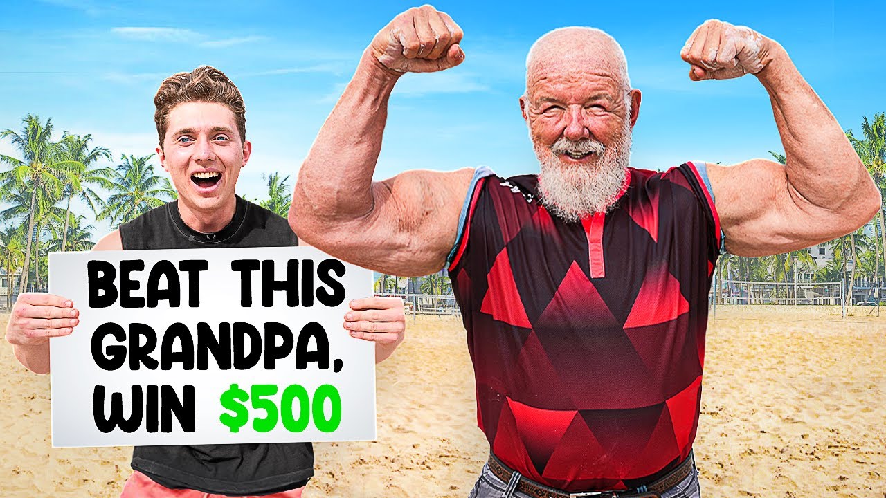Сильнейший в мире дедушка против бодибилдеров на Muscle Beach