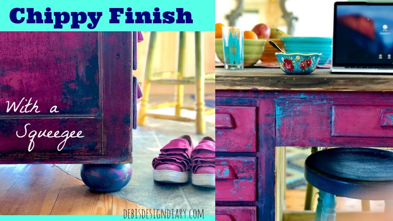 Thrifted & Up Cycled Chippy Furniture Paint Finish with a Putty Knife & Spray Bottle & DIY Paint
