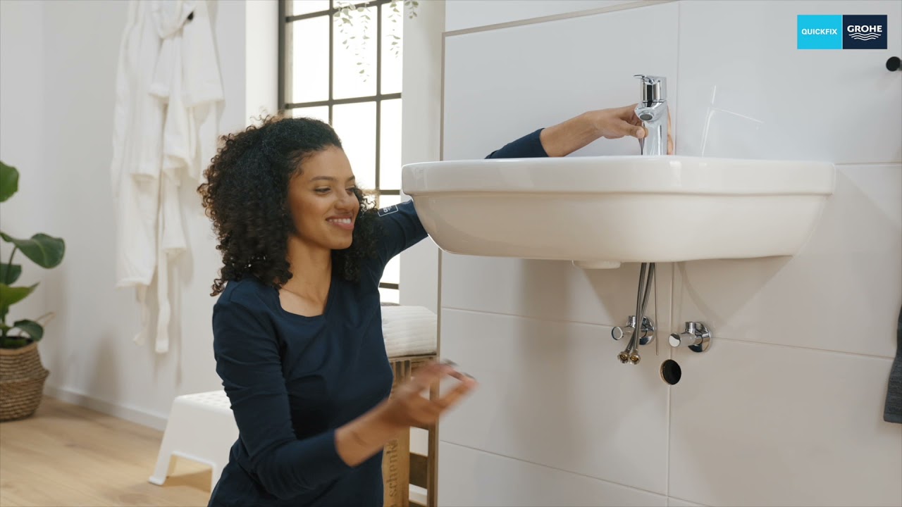 Easy installation with GROHE QuickFix for your basin tap with pop-up waste set