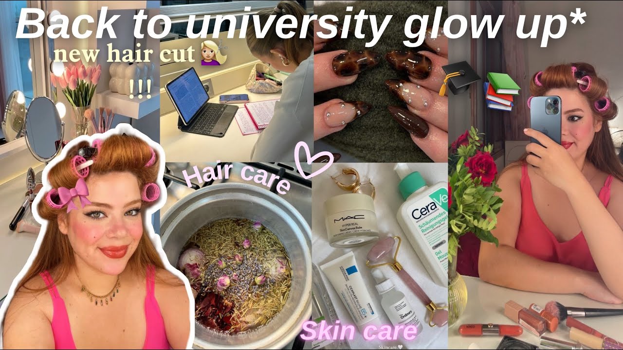 Back to uni glow up 📚💅🏻✨| نهار كامل selfcare vibes 💖 كنوجد راسي للجامعة ونجرب new look 💇🏼‍♀️