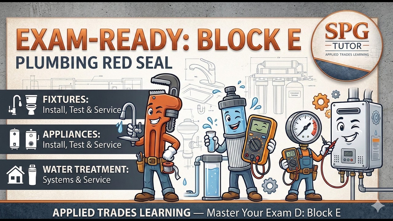 Block E, Installs, tests and services fixtures, appliances and water treatment systems