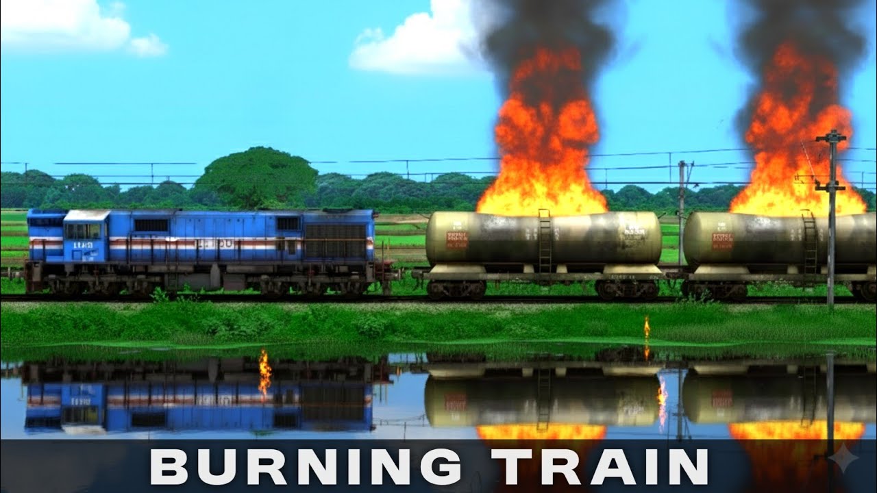 WDM-3D LOCO RESCUE BURNING TANKER WAGON 😲 INDIAN RAILWAYS #train #railway #trainsimulator #wdm3d