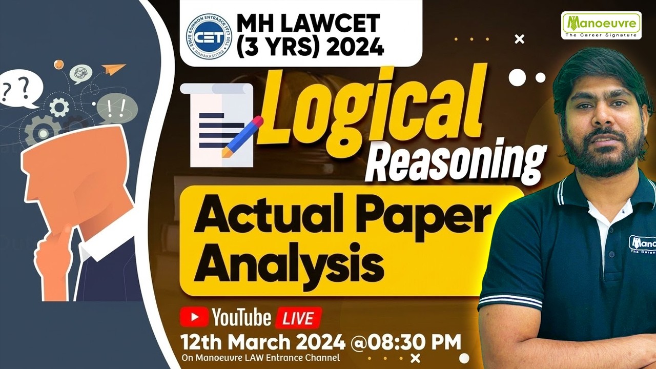 MH LAW CET (3 Yrs) 2024 - Logical Reasoning Paper Analysis | Actual Question Solving | Live | #law