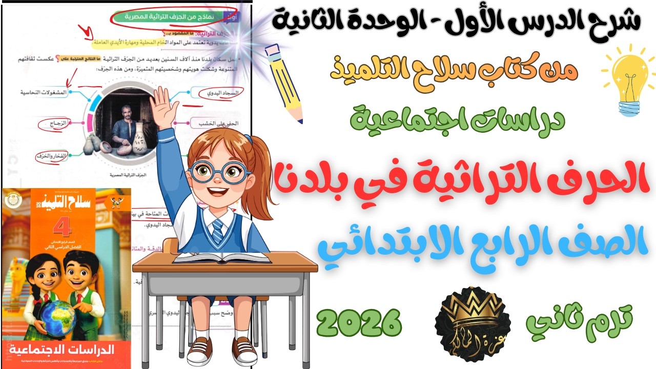 شرح الدرس الأول الحرف التراثية في بلدنا | دراسات رابعة ابتدائي ترم ثاني 2026
