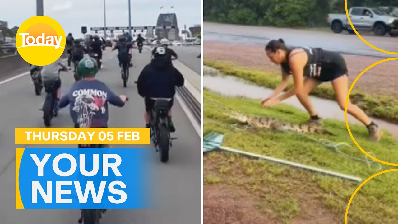 Your News | E-bike gang takes over Harbour Bridge; Croc captured outside pub | Today Show Australia