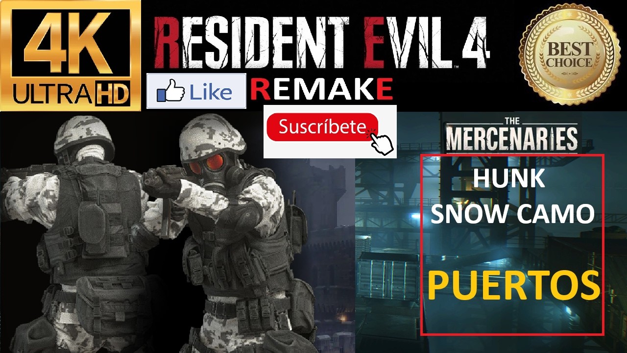 RE 4 REMAKE! MERCENARIOS! HUNK SNOW CAMO! PUERTOS! 4K UHD!! DEJEN SU LIKE Y SUSCRÍBANSE!