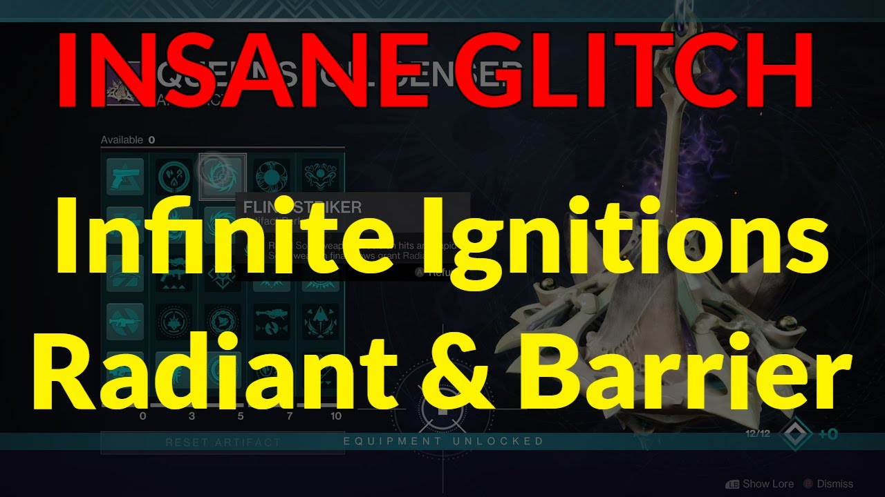 Infinite Ignitions Raidant & Barrier Artifact Bug Flint Striker Rays Of Precision