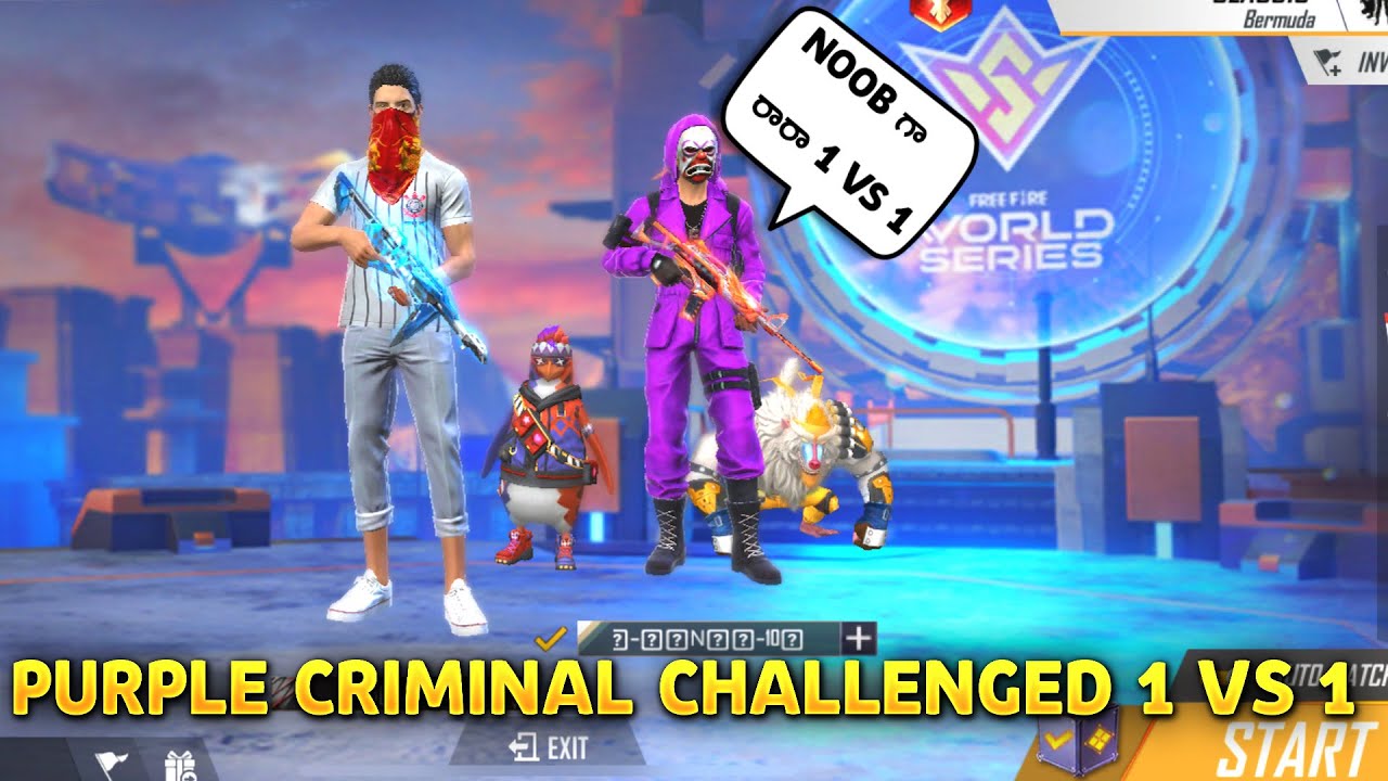 Random Purple criminal bundle call me noob || 1vs1 Challenge  || vamsi Nani gaming