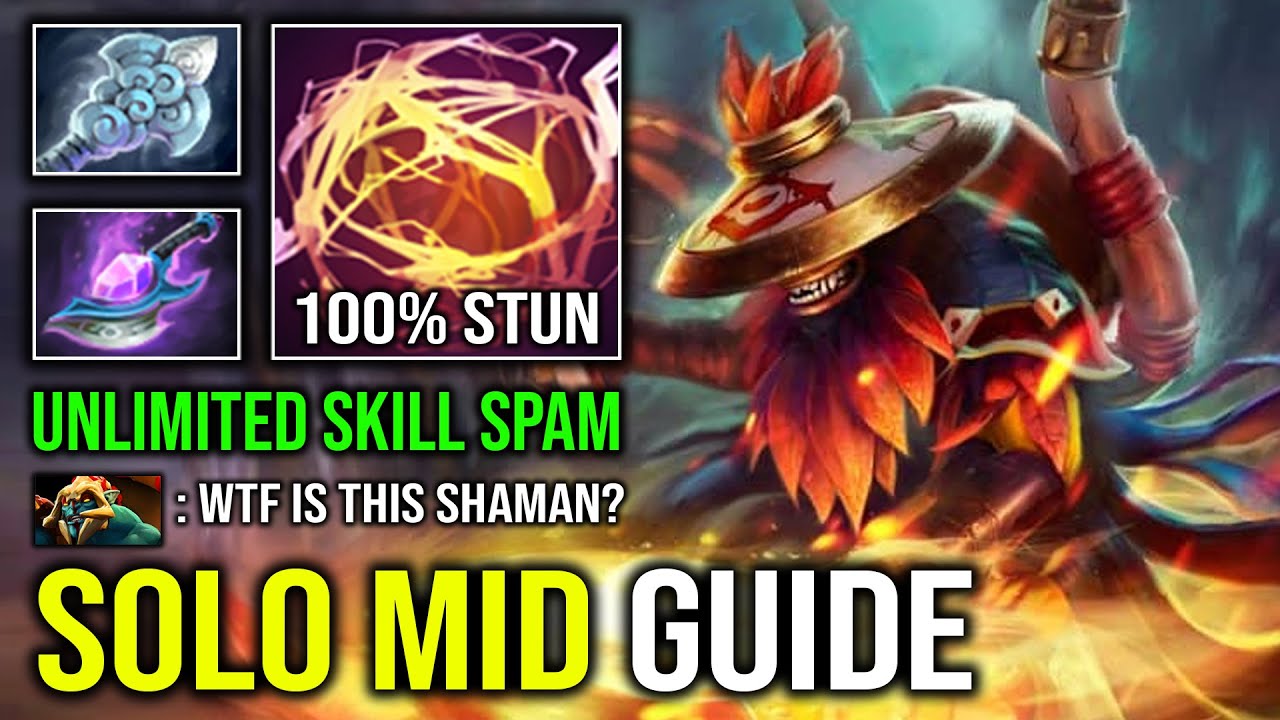 How to Solo Mid Shadow Shaman 100% Perma Stun Lock Skill Spam Arcane Blink Wind Waker Dota 2