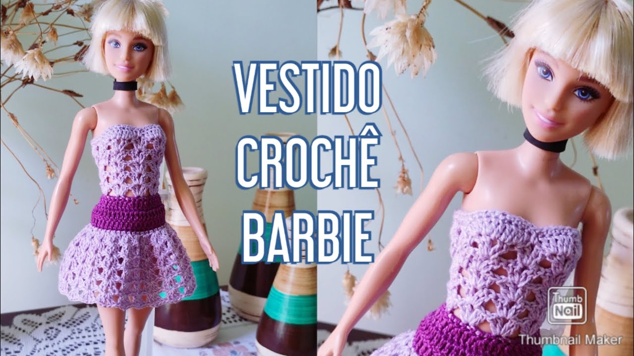 Vestido de crochê para Barbie/ Vestido tejido a crochet para muneca Barbie/ Barbie crochet dress