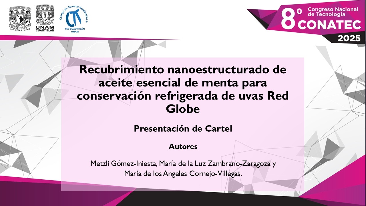 Recubrimiento nanoestructurado de aceite esencial de menta para conservación refrigerada de uvas R..