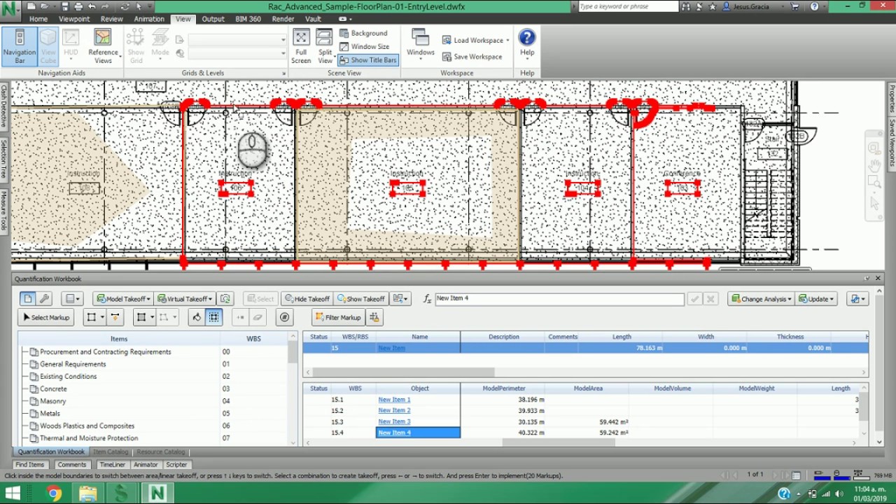 NavisWorks - 9.02 Cuantificacion en planos 2D