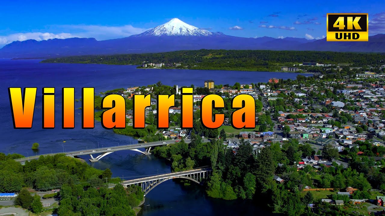 VILLARRICA  Playa lago volcán Turismo Araucanía Sur de Chile Video 4K HDR Vista Aérea Drone Temuco