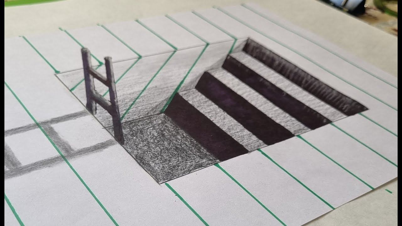 3D Staircase | Step-by-Step Pencil Optical Illusion