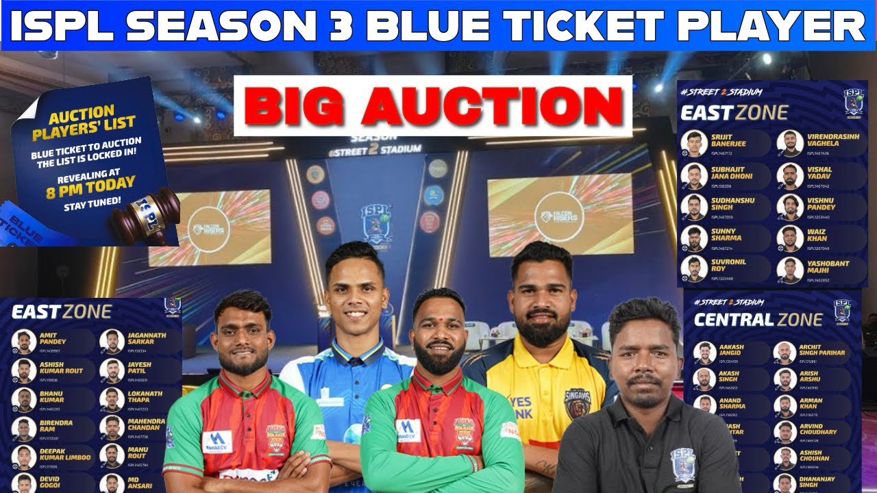 Ispl Season 3 Blue Ticket Player list 2025 || Ispl season 3 Auction Player list 2025 || 
